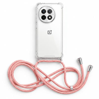 Geschikt voor OnePlus 13 Hoesje met Koord - Transparant - Verstelbaar Nekkoord - Schokbestendig - Rosegoud