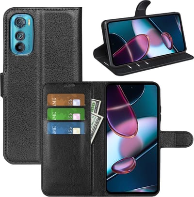 MobyDefend Hoesje - Geschikt voor Motorola Edge 30 - Kunstleren Wallet Book Case (Sluiting Voorkant) - Zwart