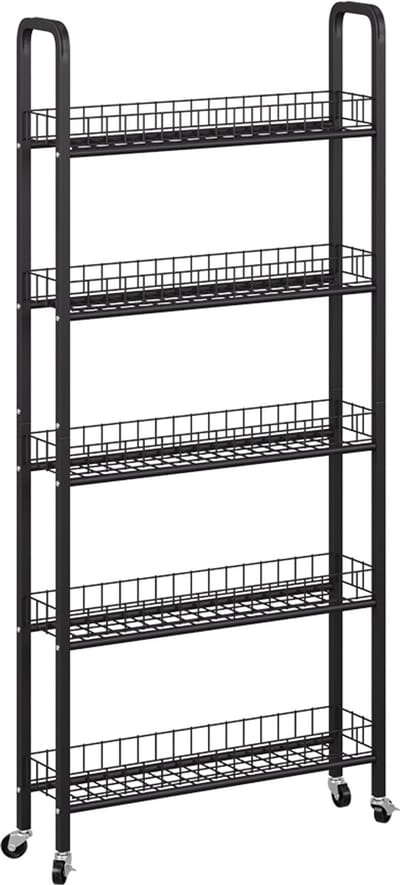 Vicco Rolivo Verrijdbaar ladeblok – 58 x 15 cm met 5 compartimenten Zwart