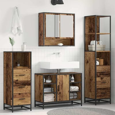 vidaXL - Badkamermeubel - Set - 3 - st - Oud - Hout - Bewerkt - hout