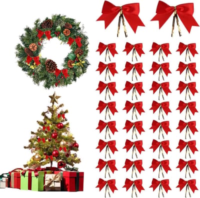 50 Stuks Kerststrikken voor Cadeaus, Decoratie en Bruiloften - Rode Strikken voor Kerstbomen en Cadeaupakketten