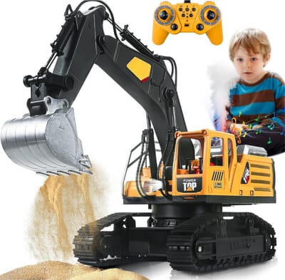 RUX® Bestuurbare Graafmachine - RC Graafmachine - Graafmachine op Bestuurbare Afstand - ‎35 x 14 x 25 - 1:14 - Geel - 35cm x 14cm x 25cm