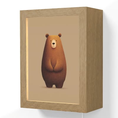 Wandlamp 15x20 cm - Oplaadbaar - Beer - Minimalistisch - Bruin - Wandlampen binnen woonkamer - Slaapkamer lamp met kabel - Decoratieve nachtlamp - Vloerlamp snoer