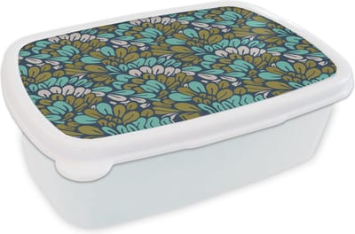 Broodtrommel Wit - Lunchbox - Brooddoos - Patronen - Jungle - Plant - 18x12x6 cm - Volwassenen