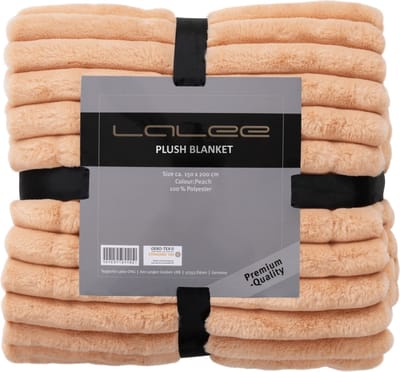 Lalee Plush Fleece deken plaid zacht gestreept 3d furr bont plaid 150x200cm beige perzik