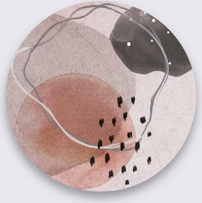 Schilderij - abstract - roze - taupe - Collectie organic shape - Pure Metal - 70 cm rond