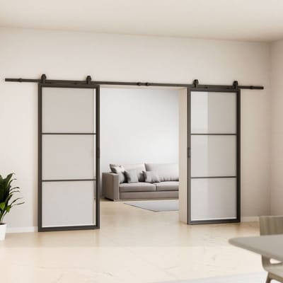 Schulte complete glazen dubbele schuifdeur - 205x220 - veiligheidsglas - decor Loftstyle - zwart