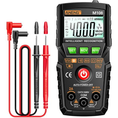 ANENG M108 Slimme digitale multimeter Autobereik 4000 tellingen NCV Universele meter Handheld zwart