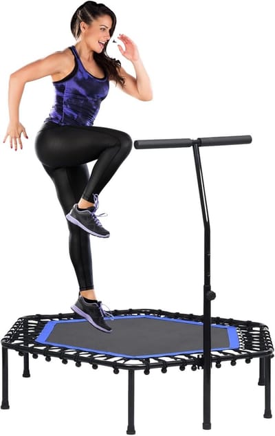 Opvouwbare Fitness Trampoline Ø90cm Stil en Stevig met Verstelbare Armleuning voor Binnen en Buiten