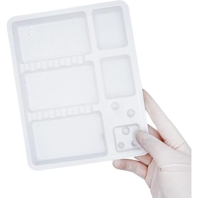 5 Stuks Tandheelkundig Wegwerp Mondeling Pakket Mondspiegel Pincet Sonde Instrumentendoos Wegwerp Plastic Tandartsbakje Grootklein white