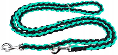 Champion Hondenlijn Gevlochten Leer 2,5m Zwart Blauw