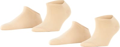 Esprit Uni 2-Pack kort eenkleurig katoen multipack sneakersokken enkelsokken dames beige - maat 35-38
