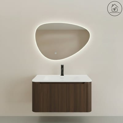 Badkamermeubelset Wiesbaden Sulora 80cm walnoot inclusief spiegel Uovo