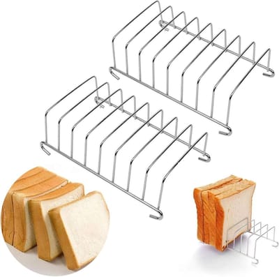 Toastrekken - Broodhouders - Brood roosteren - Roestvrij staal - 8 sneetjes - Zilver