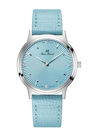 Jean Marcel Asteria - horloge - blauw / lichtblauw - lederen band / leer blauw lichtblauw- 36 mm