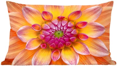 Sierkussens - Kussentjes Woonkamer - 60x40 cm - Dahlia - Bloem - Oranje