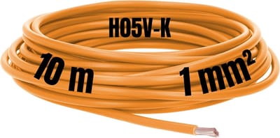 Kalitec 10 meter H05V-K 1 mm² oranje bedradingskabel I kernkabel flexibel I PVC enkeladerig I meeraderig 1mm2 I bedrading fijnaderig I enkele kabel I kabel massief I schakeldraad