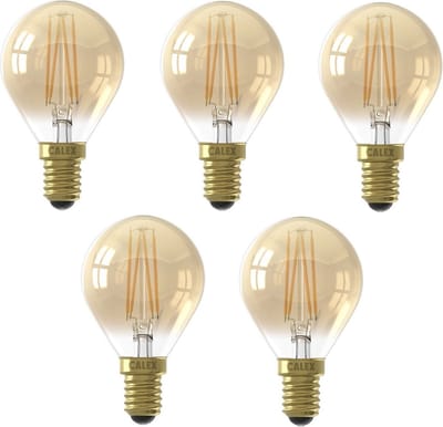 5 stuks - Calex - LED - kogellamp - E14 - 3.5W - 250lm 2100K - Goud - dimbaar P45