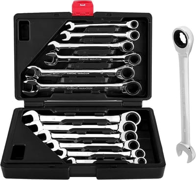 12-delige ratelsleutelset chroom-vanadium 8-19 mm 72 tanden