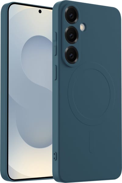 YPCd - MagSafe Backcover voor Samsung Galaxy S24 FE – Shockproof Siliconen Hoesje met Verhoogde Randen & Draadloos Opladen – Blauw