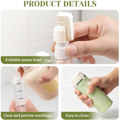 4 in 1 reiziger dispenser, TSA goedgekeurd, Lekvrij & ruimtebesparend, 4 x 30ml vulbare reisflesjes, voor shampoo lotion & douchegel, PET & ABS materiaal, groen
