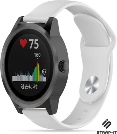 Strap-it Siliconen sport bandje - geschikt voor Garmin Vivoactive 3 / Vivoactive 5 / Vivomove HR / Venu / Venu SQ / Forerunner 245 / 570 - 42mm / 645 - wit