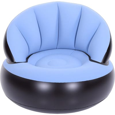 Canapé gonflable floqué élargi épaissi en PVC ergonomique chaise de camping gonflable avec dossier pour intérieur extérieur bleu ciel
