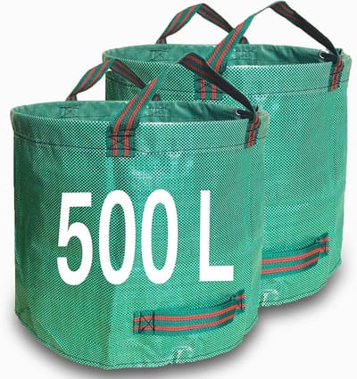 REWYTAZ-Tuinzak-Tuinafvalzak-tuinafvalzak opvouwbaar-2 artikelen 500L tuinafvalzakken-ttuinafvalzak opvouwbaar-uinafvalzak opvouwbaar-stevige tuintas - herbruikbare tas met handvatten