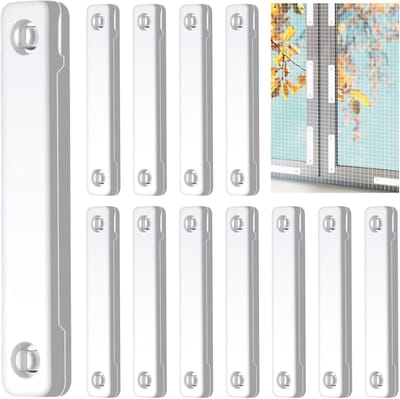 Muggengaas Magneet - 12 stuks Raamclips - Raamklem voor muggennet - Clips voor Vliegengaas - Magneet Gordijn Clips - Zonder Boren - Zelfklevende Bevestigingsgespen voor Beeldschermramen - voor Gaasgordijnen, Deurgordijnen, Insectennet - Wit