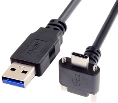 Dailygoody - Type-C kabel - USB 3.1 met dubbele schroefvergrendeling - 500 cm - voor camera - hoge snelheid - duurzaam en flexibel - wit