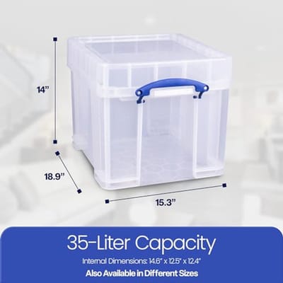 Opbergdoos XL 35 Liter - Transparant, Ideaal voor LP's en Vinylplaten