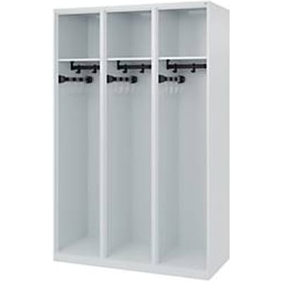C+P brandweerkluis Evolo, model EXPERT, 3 vakken, B 1200 x D 500 x H 1850 mm, vloerglijders, lichtgrijs RAL 7035