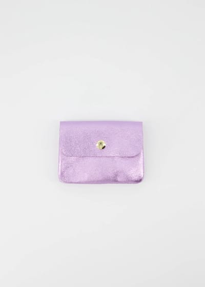 portemonneetje -lila -metallic-klein -4 pasjes en geld