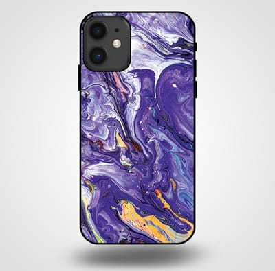 Smartphonica Telefoonhoesje voor iPhone 11 met marmer opdruk - TPU backcover case marble design - Goud Paars geschikt voor iPhone 11