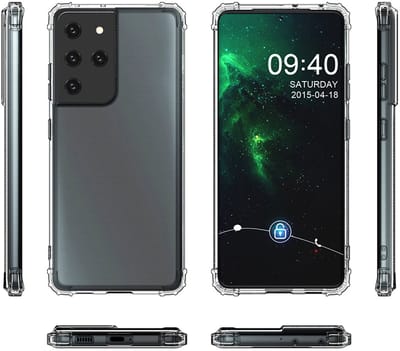 Schokbestendig Back Cover Hoesje - Shockproof Telefoonhoesje - Geschikt voor Samsung Galaxy S21 Ultra - Transparant