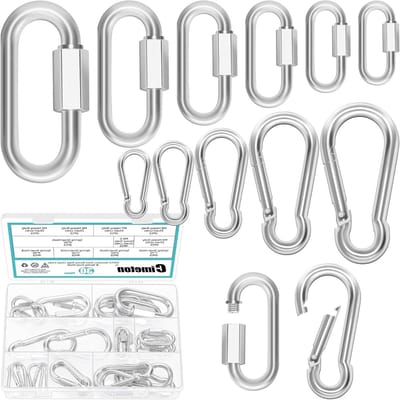 30 Stuks Gegalvaniseerde Snelle Link Chain Connector Set met Veer Carabiner Clips voor Verbinden en Koppelen van Kettingen