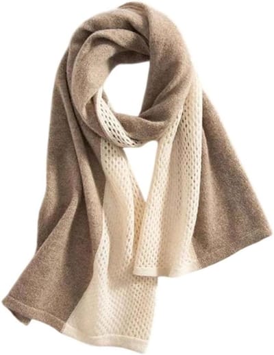 Dames Sjaal - Warme Wikkel - Casual Dragen - Opengewerkte Stof - 135-175 cm - Donker Lichtgrijs