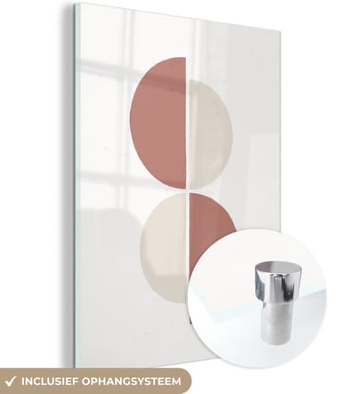 MuchoWow® Glasschilderij 120x160 cm - Schilderij acrylglas - Minimalisme - Abstract - Pastel - Foto op glas - Schilderijen