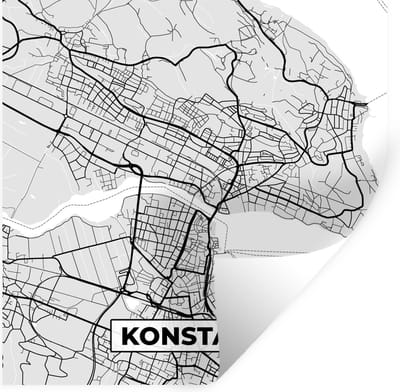Muurstickers - Sticker Folie - Duitsland - Plattegrond - Kostanz - Kaart - Stadskaart - 100x100 cm - Plakfolie - Muurstickers Kinderkamer - Zelfklevend Behang XXL - Zelfklevend behangpapier - Stickerfolie