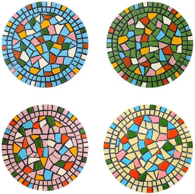 Decoratieve Tuinstapstenen - Mozaïek Steen - Pad Aanleggen - Weerbestendig Hars - 30 cm Diameter - Multicolor