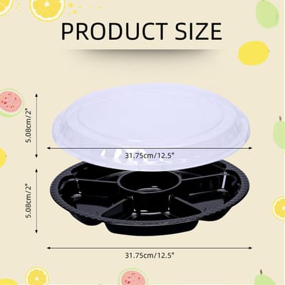 Plastic Voorgerecht Serveerschaal met Deksel Rond 12,5 Inch Schaal met Deksel Wegwerp Serveerschaal voor Fruit en Groenten voor Feest white