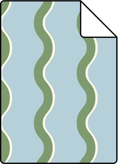 Proefstaal ESTAhome behang golvende strepen blauw en groen - 26.5 x 21 cm - 132136-S