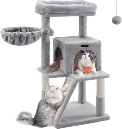 Thuys – Krabpaal Voor Zware Katten – Voor Grote Katten – 48 x 48 x 96cm – Lichtgrijs