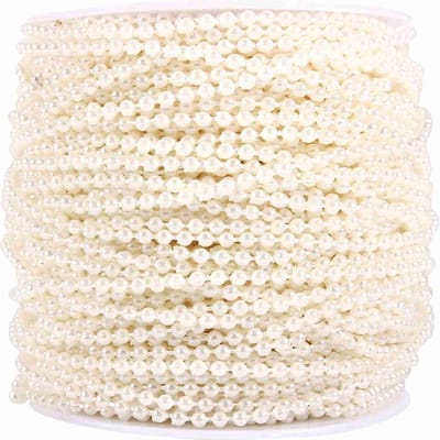 50M Rol 3mm Vislijn Parel String Kralen Ketting Guirlande Bruiloftsdecoratie Tafelstukken Wit