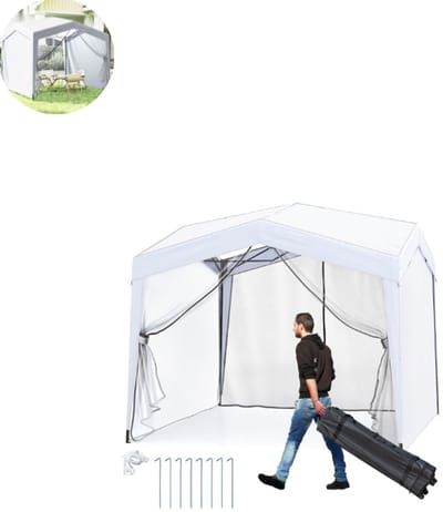 Partytent opvouwbaar - Paviljoen - 3x3 - Easy up - Waterdicht - met Zijwanden - Weerbestendig - Wit