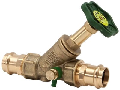 Schlösser Armaturen JS Vrijstroomventiel, met persaansluiting (binnendraad), met aftapping, met niet-stijgende spindel, DN25, persaansluiting 28mm, DVGW gekeurd, 0015382800001