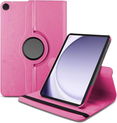 Book Cover Geschikt voor: Samsung Galaxy Tab A9+ (Plus) 11 inch 2023 & Tab A11 Plus (SM-X210, SM-X215, ,SM-X216, SM-X218) Draaibaar Hoesje - Multi stand Case - Donkerroze