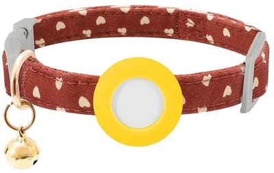 Gele AirTag Halsband – Verstelbare en Comfortabele Halsband voor Katten & Kleine Honden