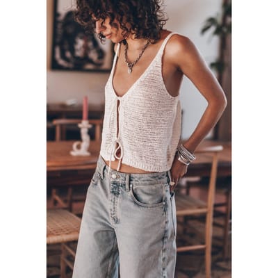 Mikuta The White Knitted Vest Top Ecru Size: M/L | Tanks &amp; Camis Outlet | Dames | Ecru