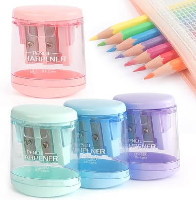 YAGXIG Puntenslijpers - Set van 6 - Puntenslijpers - Mini Puntenslijpers - Puntenslijpers met dubbele opening - Handmatige compacte puntenslijper met dubbele opening voor gekleurde potloden - Geschikt voor kinderen, scholen en kantoren